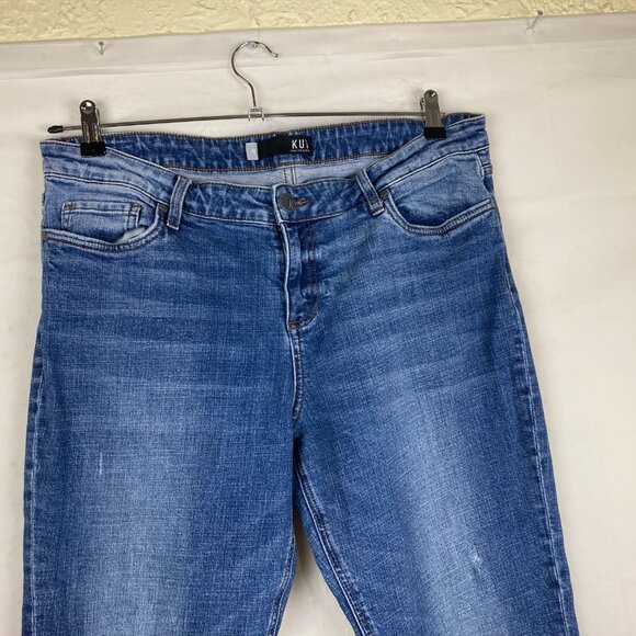 Kut From The Kloth Womens Sz 16 Blue Catherine Boyfriend Distressed Jeans - Picture 2 of 7